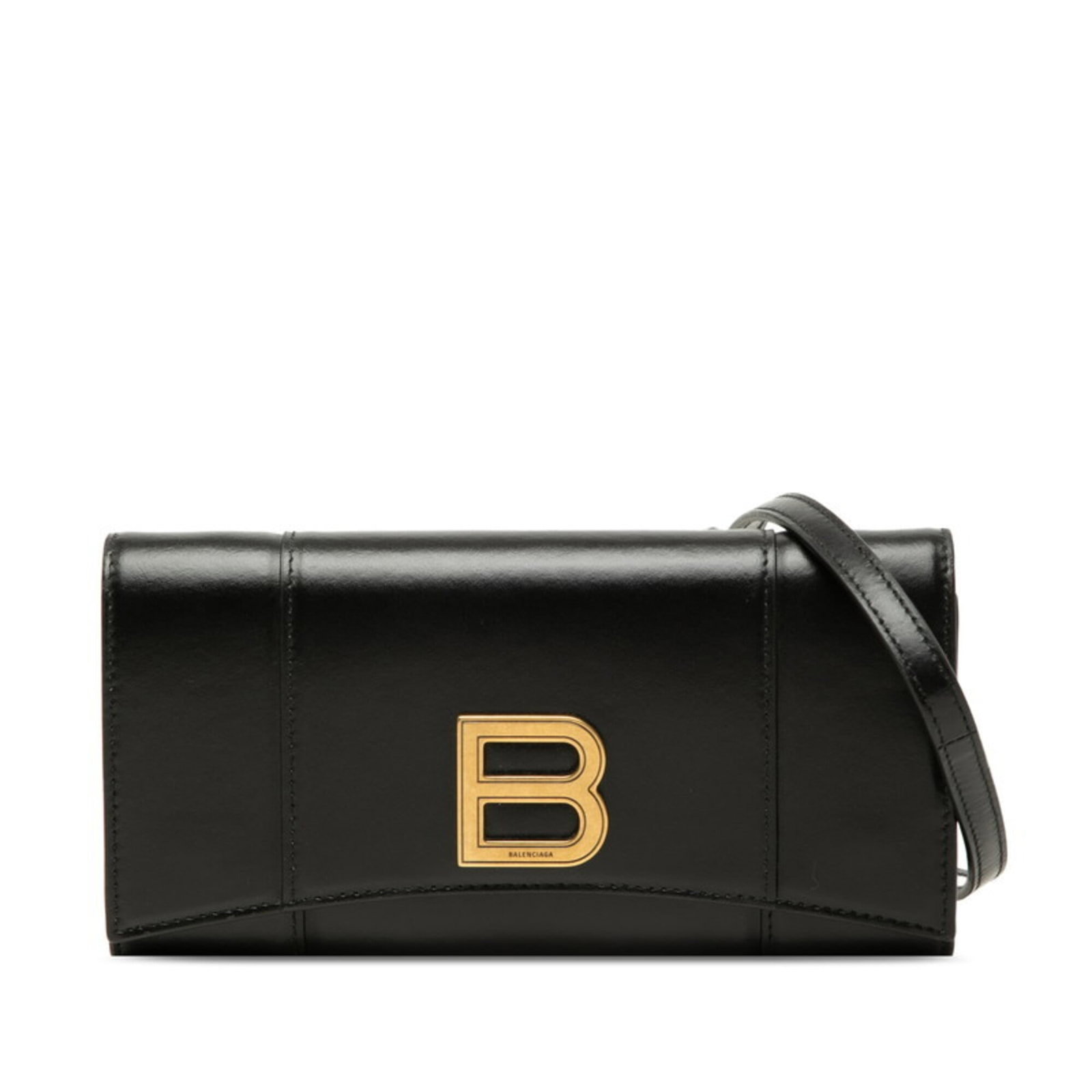 Bag Shoulder Leather Balenciaga: Bag Shoulder Leather Balenciaga Black leather shoulder bag from Balenciaga, measuring 10cm x 19.5cm x 2.5cm. This sleek and compact bag features high-quality leather construction, perfect for