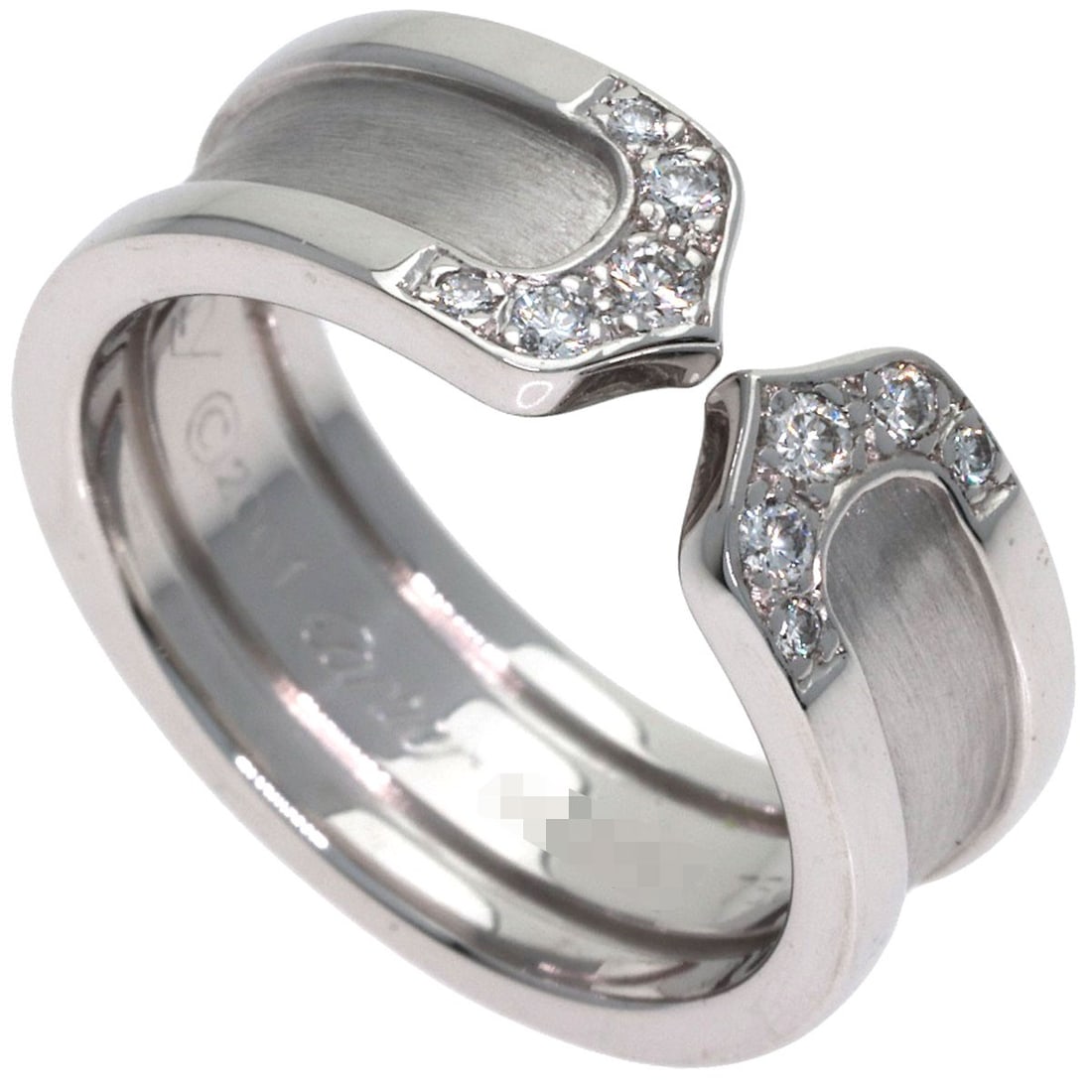 Diamond #48 K18 White Gold Cartier C2 Ring: Diamond #48 K18 White Gold Cartier C2 Ring K18 White Gold Cartier C2 Ring with a stunning diamond centerpiece. This elegant ring boasts a striking silver metal exterior and features a 4.5 US ring