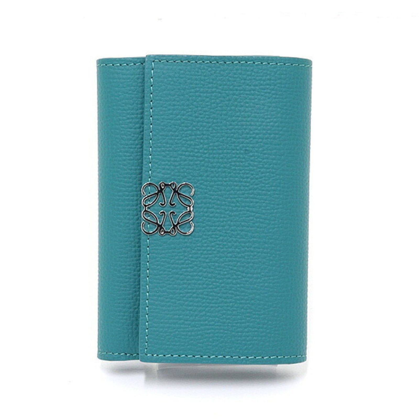 Loewe Wallet (Tri-Fold): Loewe Wallet (Tri-Fold) Tri-fold wallet from Spanish luxury brand Loewe, featuring a vibrant green color and sleek design. With a compact size of 8.5cm x 12cm x 2.5cm, this wallet is perfect for