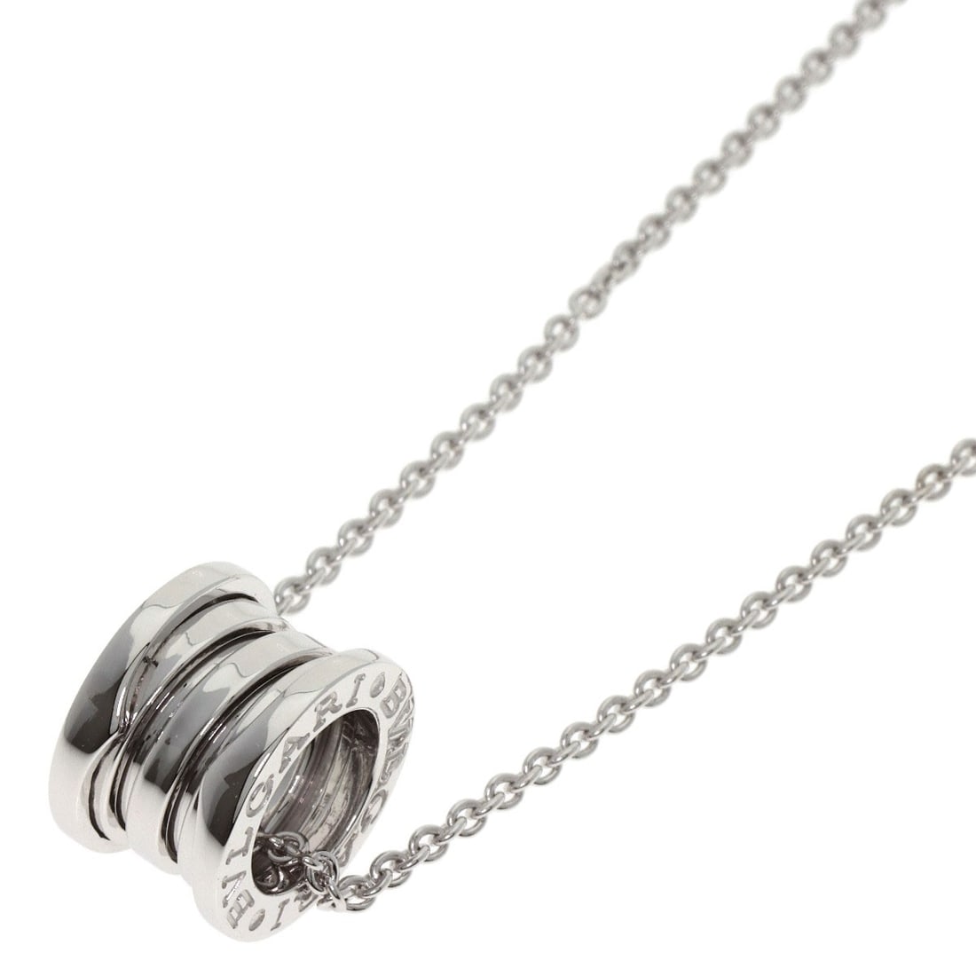 Bvlgari B.Zero1 Necklace K18 White Gold: Bvlgari B.Zero1 Necklace K18 White Gold BVLGARI's B.Zero1 Necklace is a striking piece featuring K18 White Gold, a rare and luxurious metal alloy. This necklace boasts a sleek design with a 15.7inch