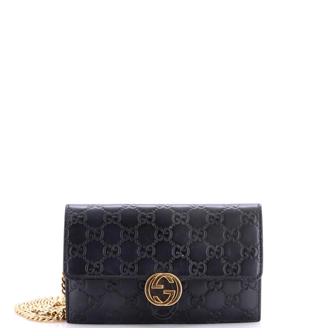 Gucci Icon Wallet on Chain Guccissima Leather: Gucci Icon Wallet on Chain Guccissima Leather The Gucci Icon Wallet on Chain Guccissima Leather features a sleek black exterior with gold hardware, showcasing a classic cross-body design. This