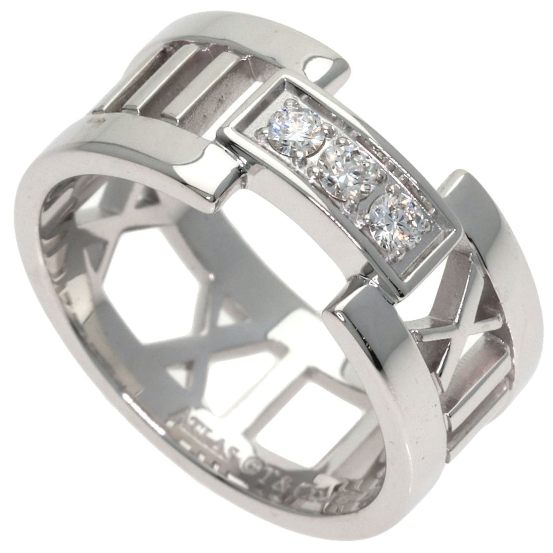 K18 White Gold Diamond Ring Open Atlas Tiffany&Co: K18 White Gold Diamond Ring Open Atlas Tiffany&Co K18 White Gold Diamond Ring Open Atlas Tiffany&Co boasts a striking design with a silver metal exterior and a K18 white gold material, adding a touch