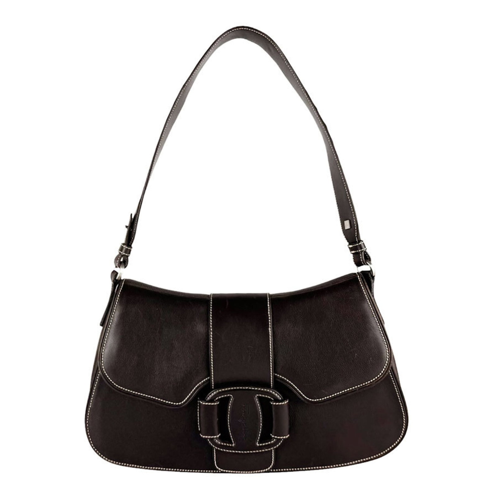 Ferragamo Leather Shoulder Bag: Ferragamo Leather Shoulder Bag Brown leather shoulder bag from Salvatore Ferragamo, measuring 17cm x 29cm x 5cm. Crafted from high-quality leather, this stylish bag features a classic design with
