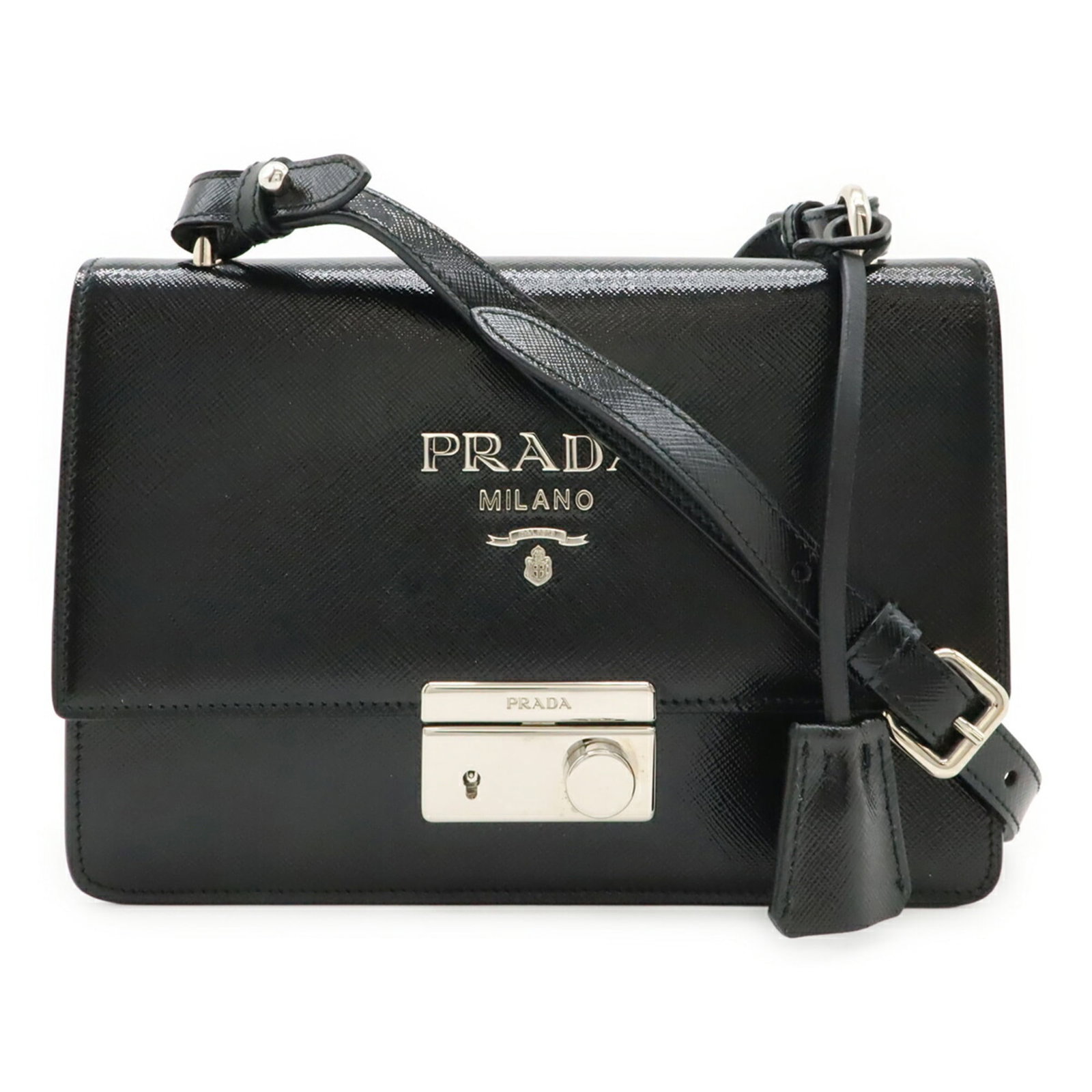 Shoulder Bag Leather Prada Clutch: Shoulder Bag Leather Prada Clutch Black Nero Prada Leather Clutch Bag with Enamel Details, 16cm x 22cm x 6.5cm, 520g, 117cm Strap Length. Item Specifics: Brand: Prada Type: Clutch bag, Shoulder bag