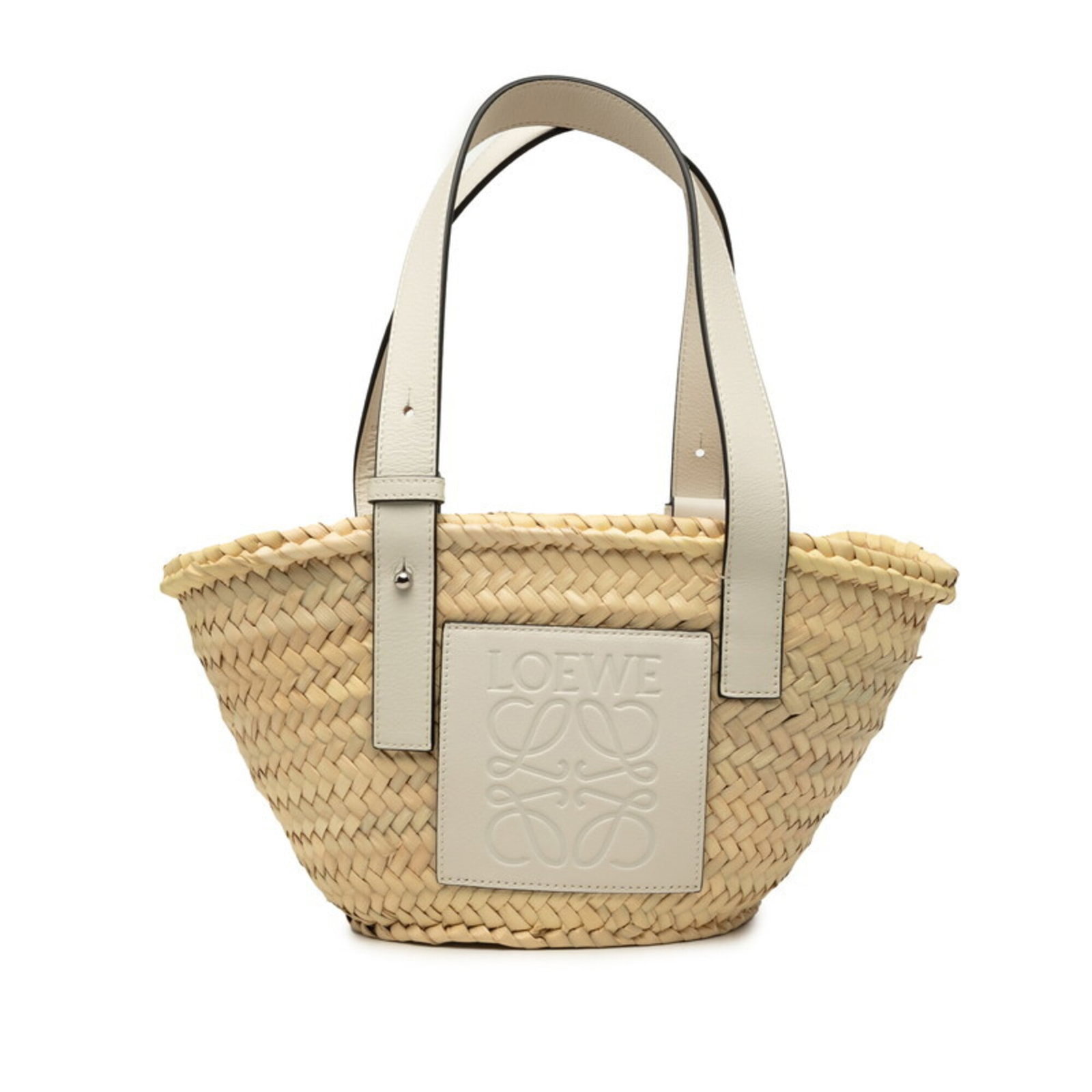 Raffia Leather Handbag Basket Loewe (1 of 7)