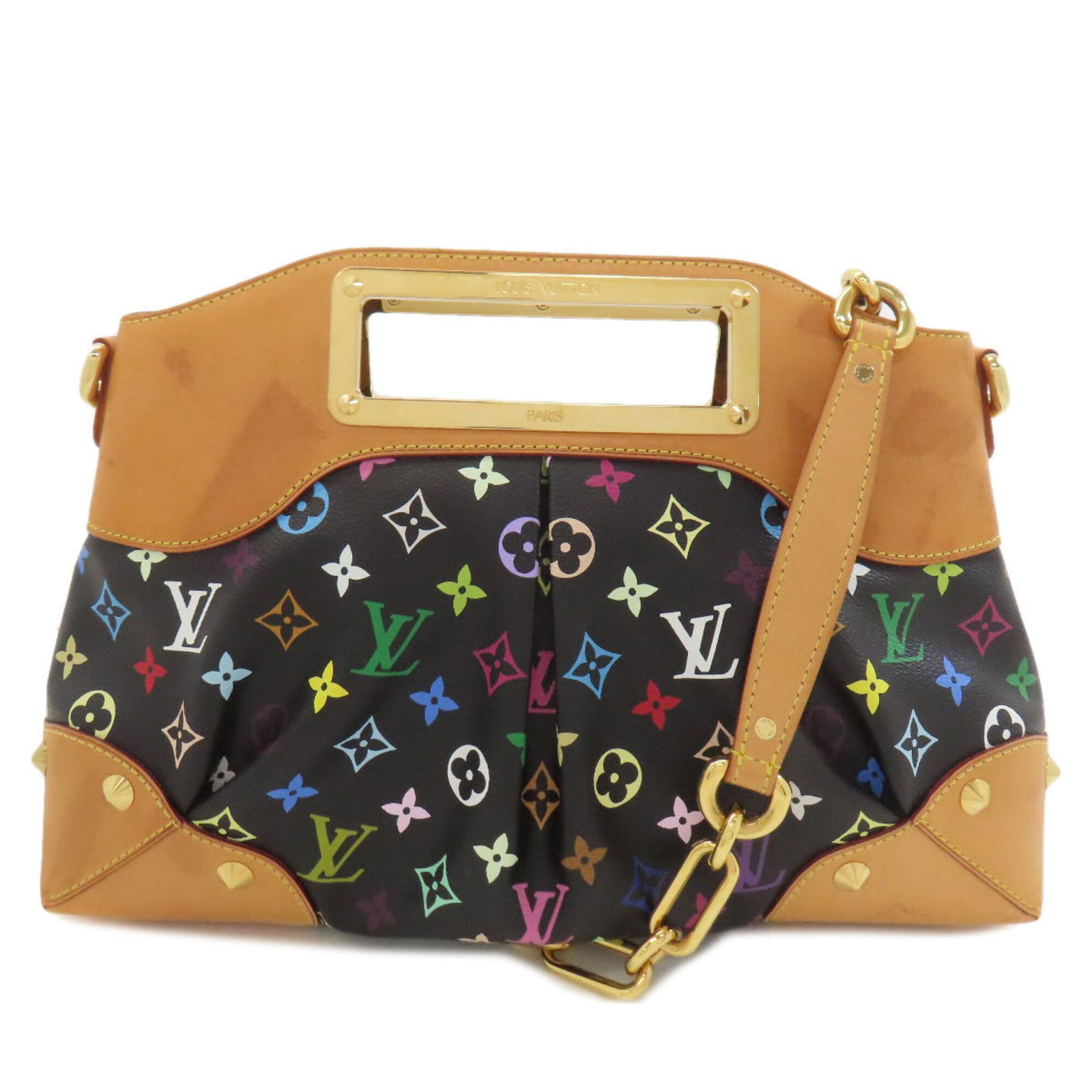 Handbag Louis Vuitton Monogram Multicolore: Handbag Louis Vuitton Monogram Multicolore The Louis Vuitton Monogram Multicolore handbag boasts a striking black monogram pattern, showcasing the iconic brand's signature style. Measuring 21cm x 35cm