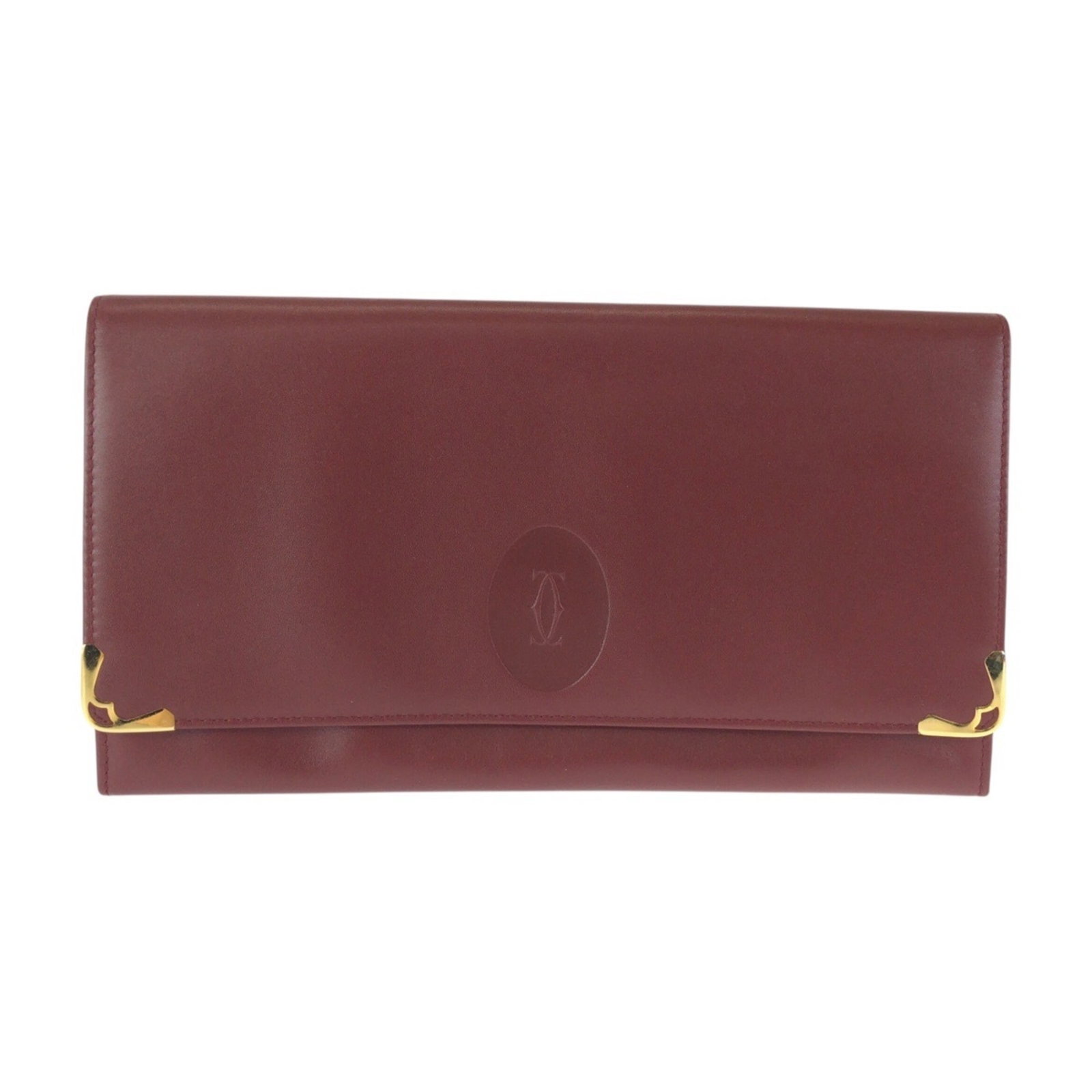 Cartier Clutch Bag Leather: Cartier Clutch Bag Leather Cartier's luxurious leather clutch bag boasts a rich Bordeaux, Wine red hue that adds a touch of sophistication to any outfit. Measuring 15.5cm x 28cm x 2cm, this sleek desi