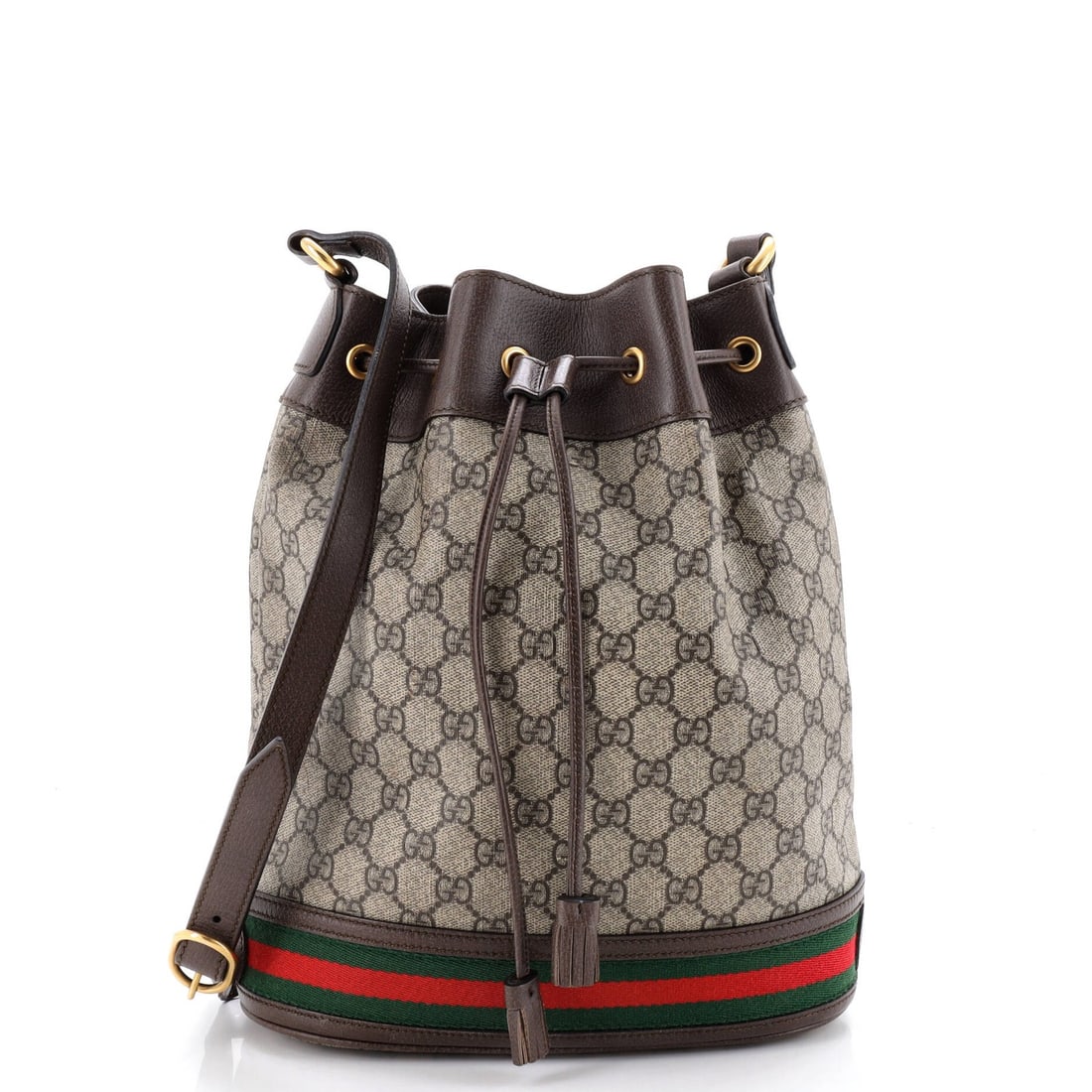 Gucci Medium GG Coated Canvas Bucket Bag Ophidia: Gucci Medium GG Coated Canvas Bucket Bag Ophidia The Gucci Medium GG Coated Canvas Bucket Bag Ophidia boasts a stylish and timeless design, featuring a medium size and a classic bucket shape. With