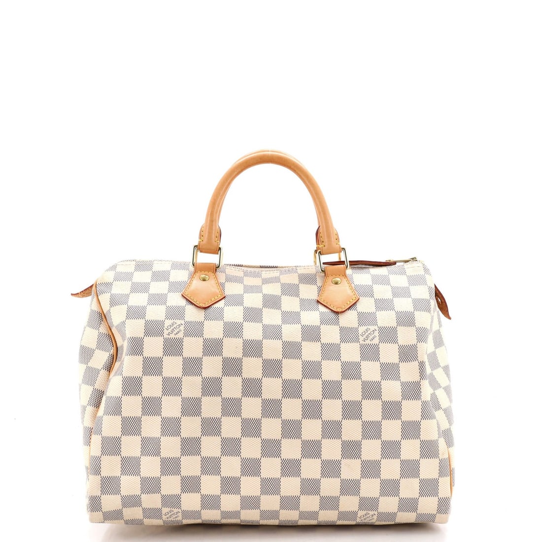 Vuitton Speedy Louis Handbag Damier: Vuitton Speedy Louis Handbag Damier White canvas coated Louis Vuitton Speedy Louis Handbag Damier in Very Good condition, featuring a classic top handle design with a 30" drop and neutral interior. Th