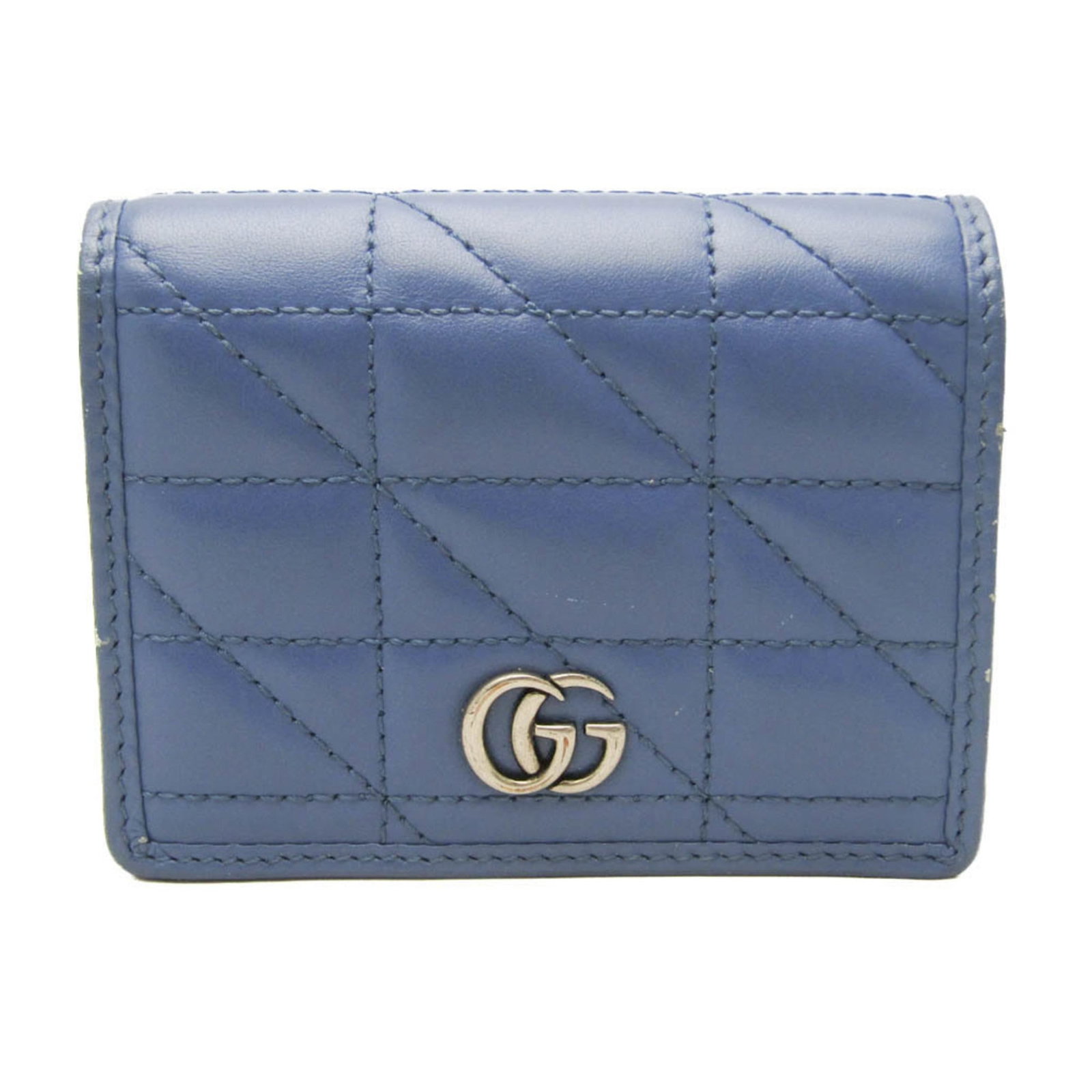 Gucci Wallet (Bi-Fold) Leather: Gucci Wallet (Bi-Fold) Leather Gucci's GG Marmont 466492 bi-fold wallet boasts a sleek, blue leather design with a classic bi-fold structure, measuring 8.5cm x 11cm x 2.5cm. Made from high-quality