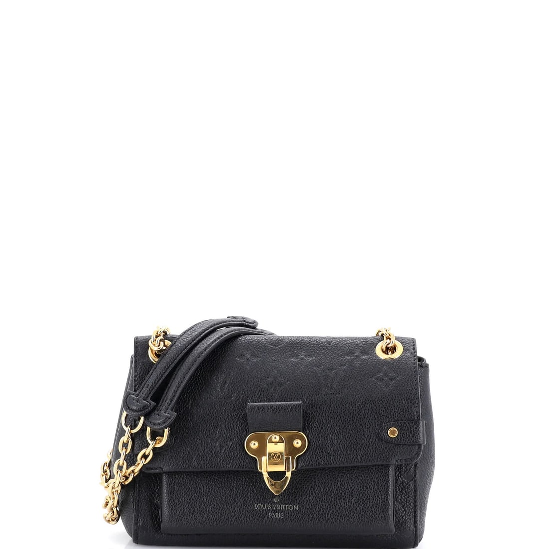 Louis Vuitton Vavin Monogram Leather Empreinte Handbag BB: Louis Vuitton Vavin Monogram Leather Empreinte Handbag BB Black Louis Vuitton Vavin Monogram Leather Empreinte Handbag BB, featuring a classic cross body design with a sleek black exterior and gold ha