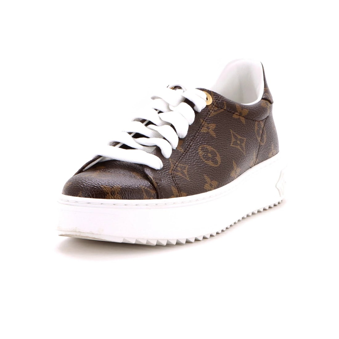 Women's Monogram Canvas Sneakers Out Time Vuitton Louis: Women's Monogram Canvas Sneakers Out Time Vuitton Louis Women's Time Out Monogram Canvas Sneakers from Louis Vuitton feature a classic brown canvas upper with gold hardware and a sleek, monogrammed de