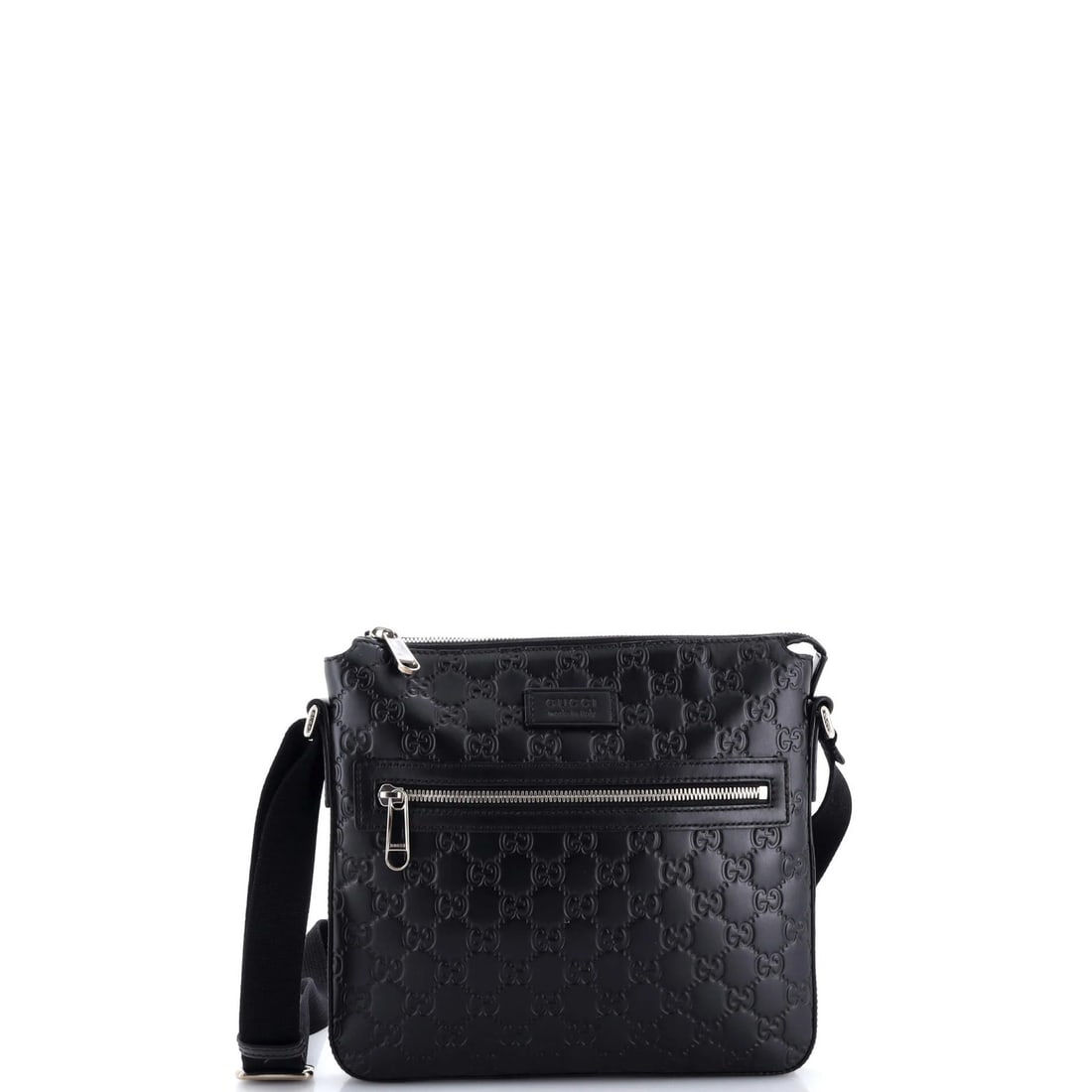 Signature Gucci Zip Messenger Bag Guccissima Leather Small: Signature Gucci Zip Messenger Bag Guccissima Leather Small Small Gucci Zip Messenger Bag in Black Guccissima Leather. This stylish cross body bag features a signature zip closure, gold tone hardware, 