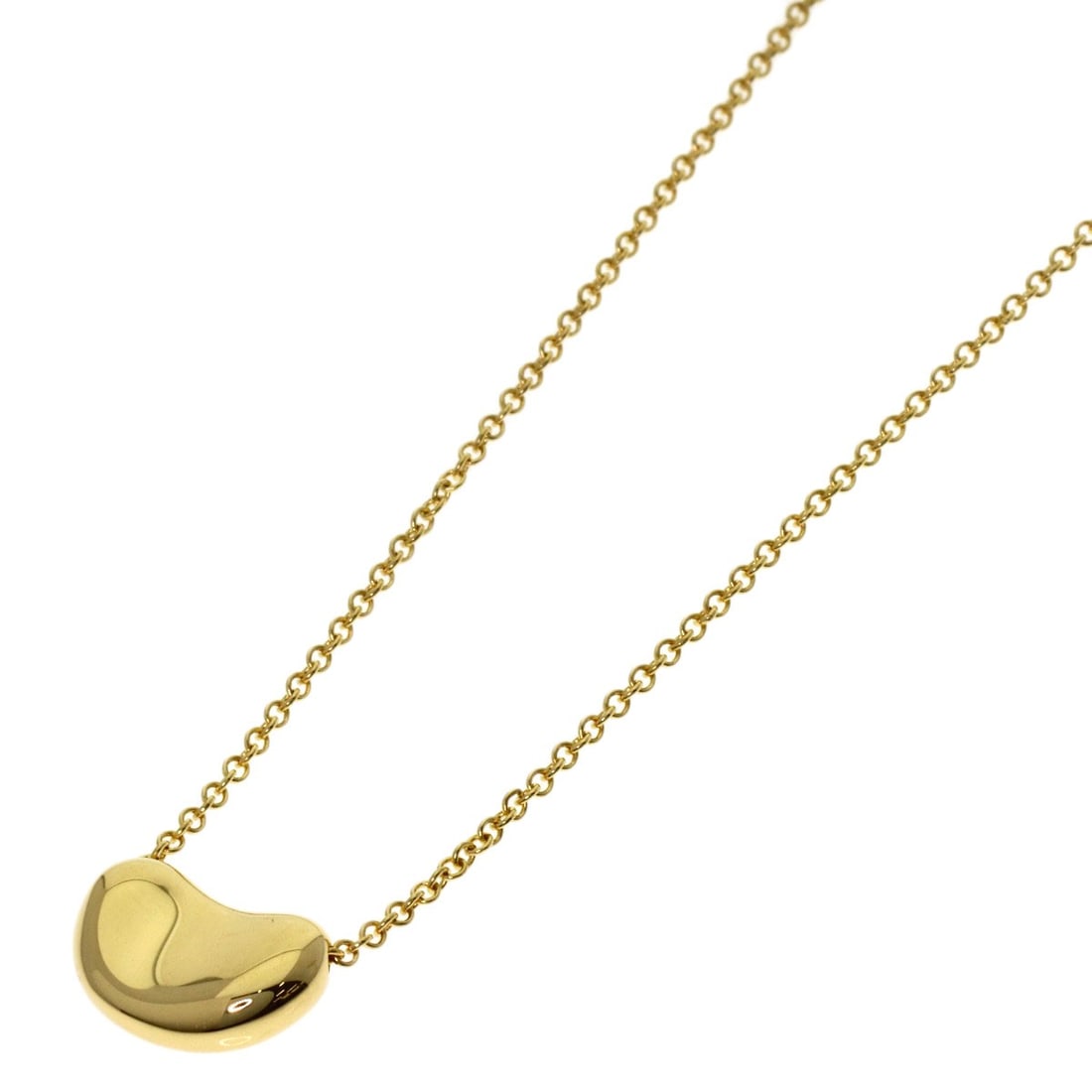 Yellow Gold Tiffany&Co K18 Bean Necklace: Yellow Gold Tiffany&Co K18 Bean Necklace K18 Yellow Gold Tiffany&Co Bean Necklace, a sleek and modern design, features a 16.1inch length of high-quality K18 yellow gold metal. This stylish necklace bo