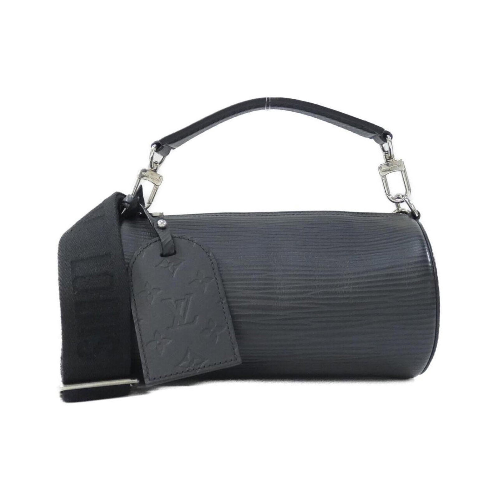 Shoulder Bag Leather Louis Vuitton: Shoulder Bag Leather Louis Vuitton Black leather Louis Vuitton shoulder bag with silver hardware, measuring 14cm x 26cm x 14cm. This classic design showcases high-quality calf leather and elegant silv
