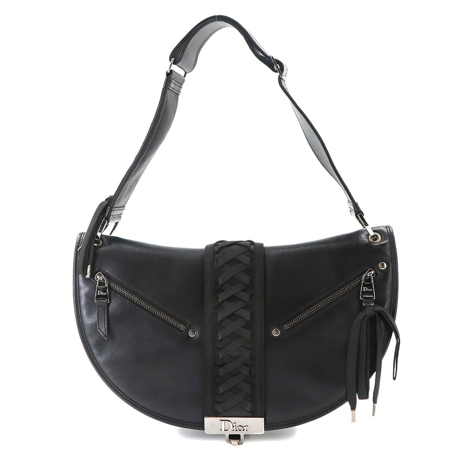 Handbag Christian Dior Leather Shoulder: Handbag Christian Dior Leather Shoulder This black leather shoulder bag from Christian Dior features a sleek design with a 18cm x 30.5cm x 3cm size, making it a stylish and compact accessory. Crafted