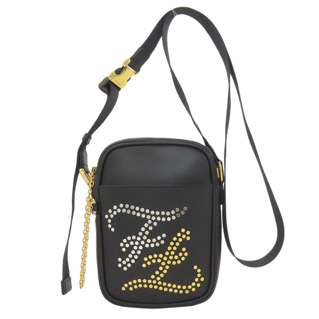Calligraphy Fendi Studs Leather Bag Shoulder: Calligraphy Fendi Studs Leather Bag Shoulder Fendi's Calligraphy Fendi Studs Leather Bag is a sleek and sophisticated shoulder bag with a striking black exterior made from high-quality leather. The