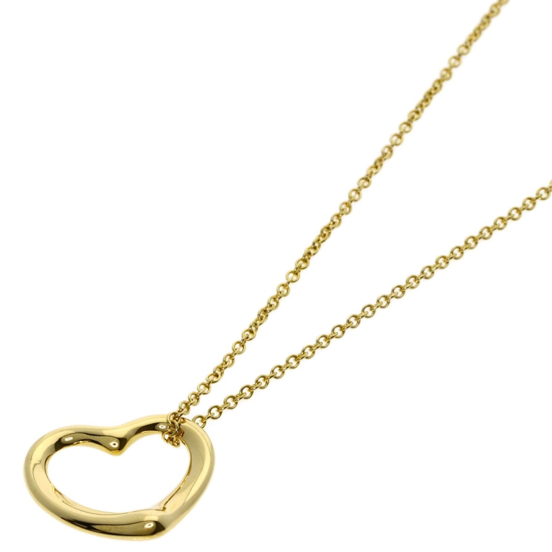 Yellow Gold Necklace Tiffany&Co Open Heart K18: Yellow Gold Necklace Tiffany&Co Open Heart K18 Yellow Gold Necklace with Tiffany&Co Open Heart Design, crafted from K18 Gold for durability and luxury, features a striking open heart design that adds