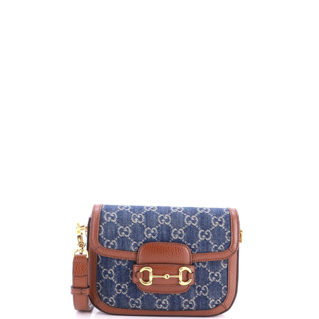Gucci 1955 Horsebit Bag Denim Mini GG: Gucci 1955 Horsebit Bag Denim Mini GG Denim Mini Horsebit Bag GG, a 1955 Gucci design, boasts a classic shoulder bag silhouette with a signature Horsebit 1955 detail. Measuring 6" tall and 7.5" wide,
