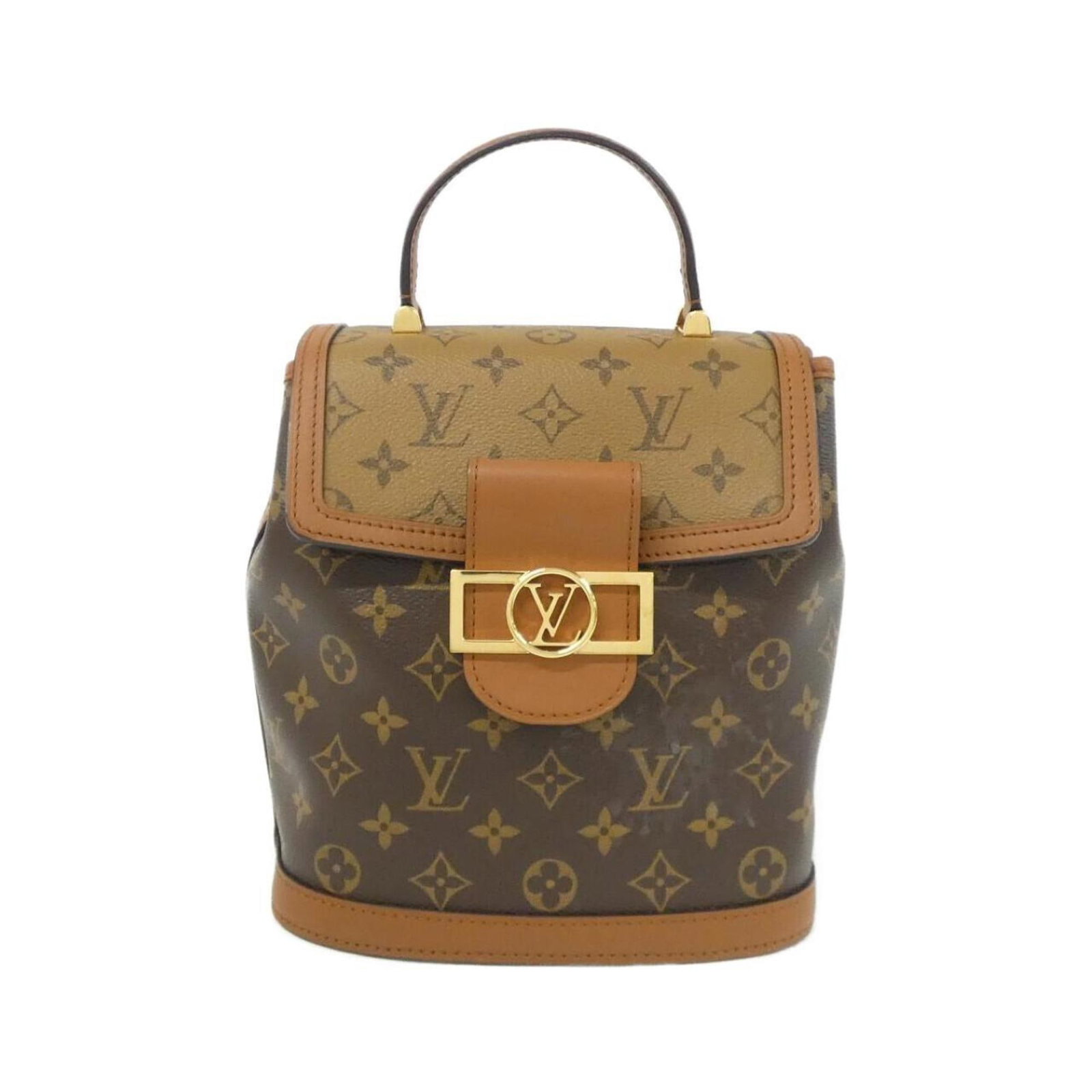 Backpack Coated Canvas Louis Vuitton: Backpack Coated Canvas Louis Vuitton Marron coated canvas backpack with gold hardware, a classic Louis Vuitton design. Measuring 22cm x 20cm x 13cm, this stylish bag is perfect for everyday use. Its i