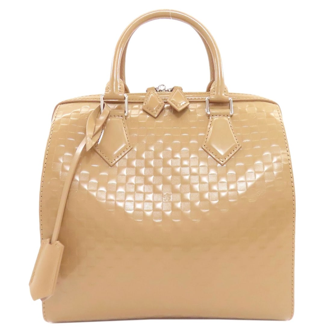 Cube Handbag Damier Facet Speedy Louis Vuitton: Cube Handbag Damier Facet Speedy Louis Vuitton Beige Damier Facet pattern adorns this classic Louis Vuitton Speedy handbag, crafted from high-quality calf leather. The timeless design and elegant colo