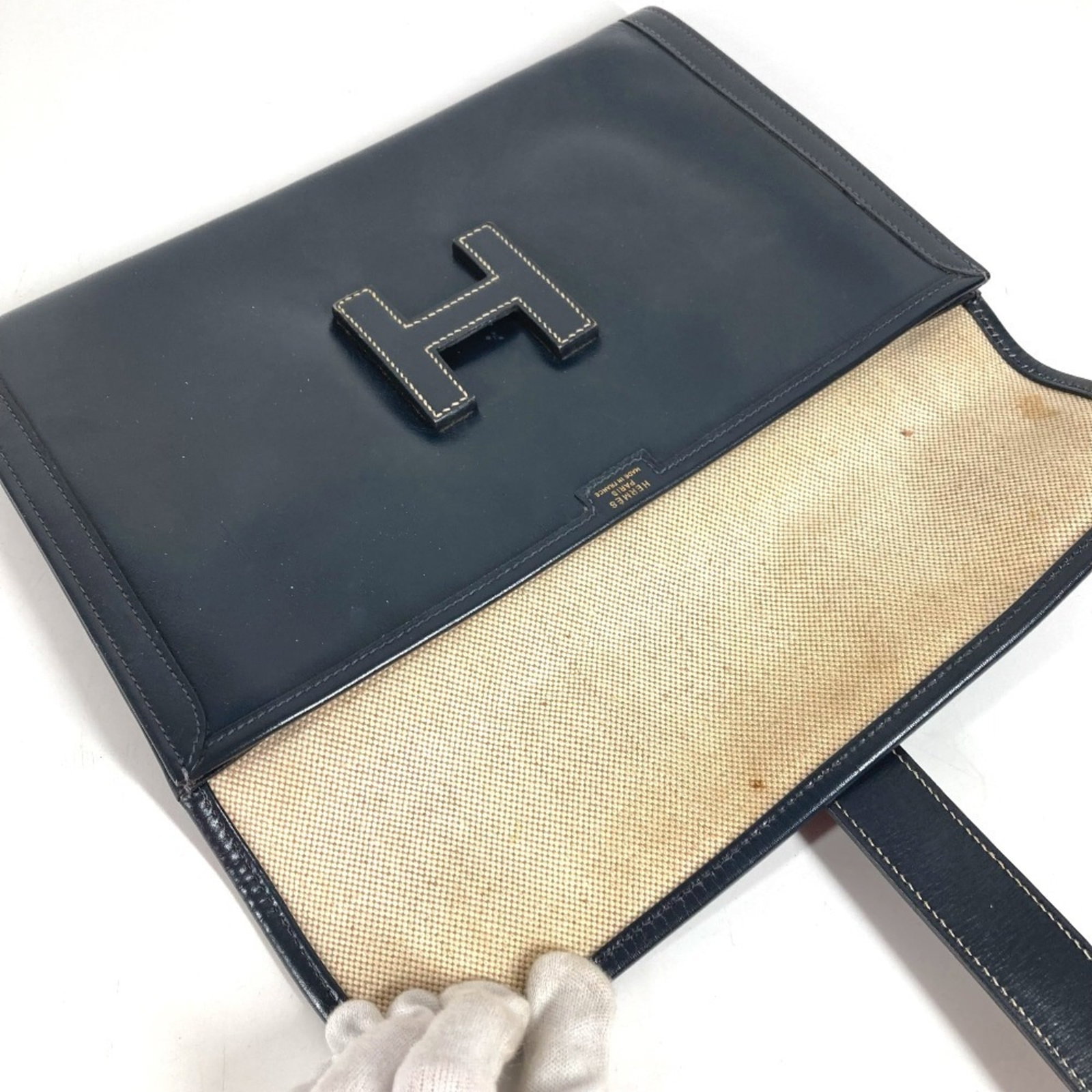 Calf Leather Bag Box Clutch Hermes - 11
