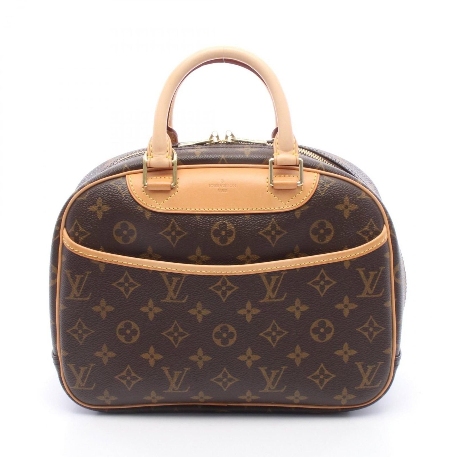 Handbag Coated Canvas Leather Louis Vuitton: Handbag Coated Canvas Leather Louis Vuitton Coated canvas and leather make up this Louis Vuitton handbag, available in a classic brown monogram color. Measuring 21cm x 27cm x 10.5cm, it features a