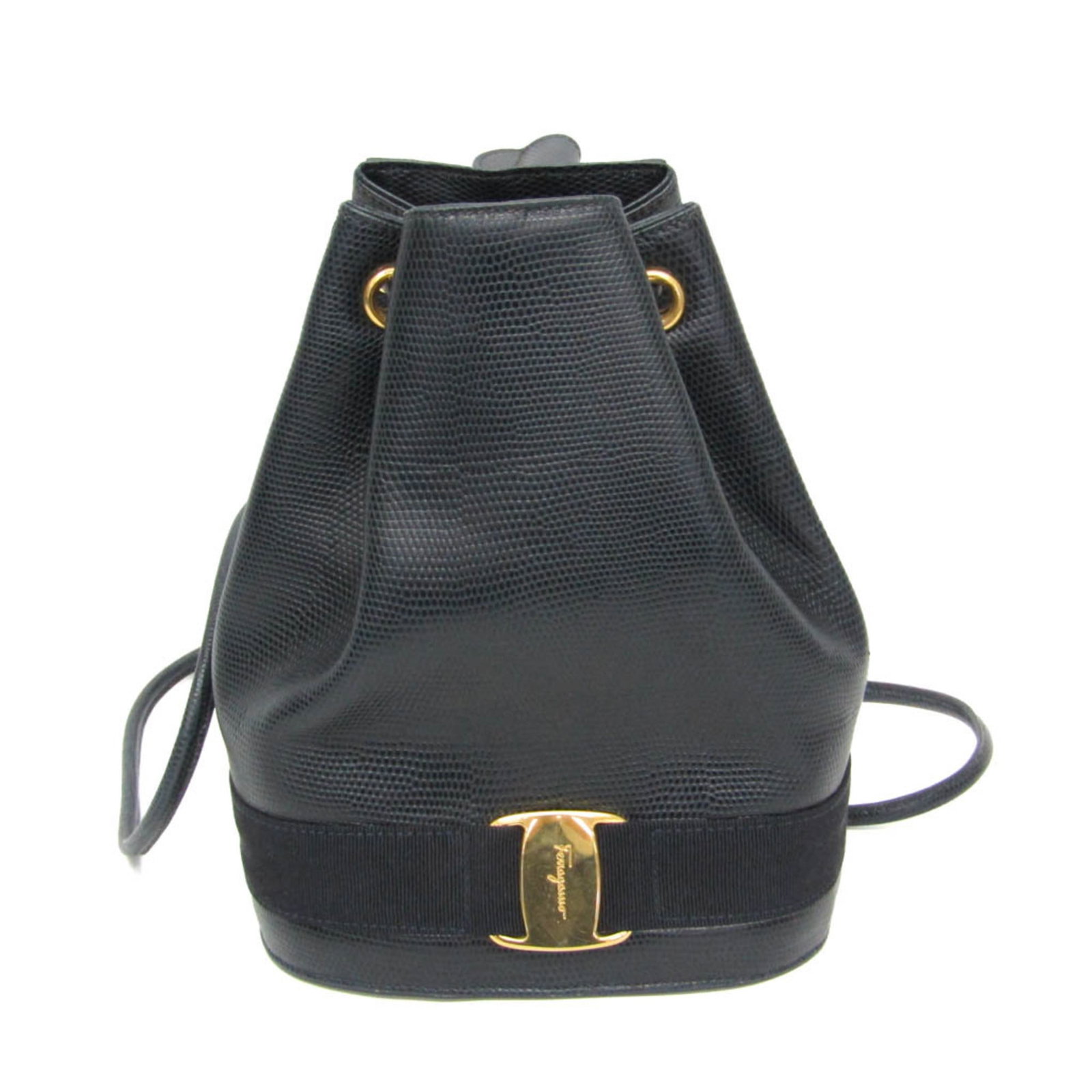 Ferragamo Leather Backpack: Ferragamo Leather Backpack Navy leather backpack from Salvatore Ferragamo's Vara line, featuring embossed leather and a zipper pocket for added convenience. The backpack's sleek design and sturdy