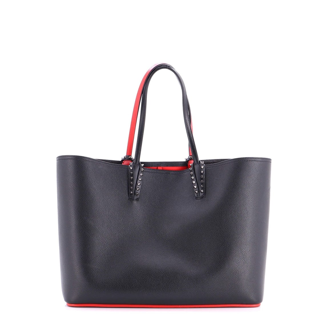 East West Leather Large Christian Tote Cabata Louboutin: East West Leather Large Christian Tote Cabata Louboutin Black leather Cabata tote bag from Christian Louboutin, featuring a large size with a 15" width and 5" depth, and a 18-24" strap drop. The