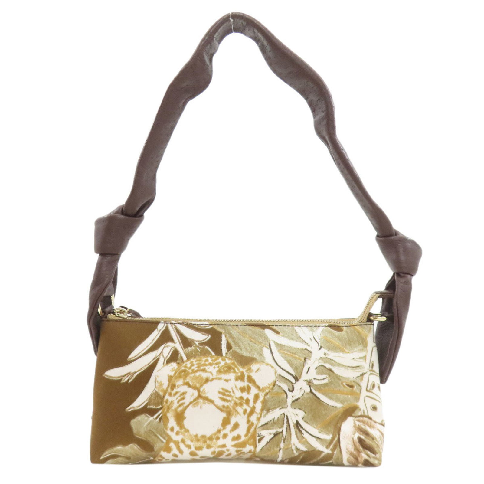 Salvatore Ferragamo Nylon Handbag: Salvatore Ferragamo Nylon Handbag Salvatore Ferragamo Nylon Handbag is a stylish and functional design. The bag features a brown nylon material, zipper closure, and an open pocket for added