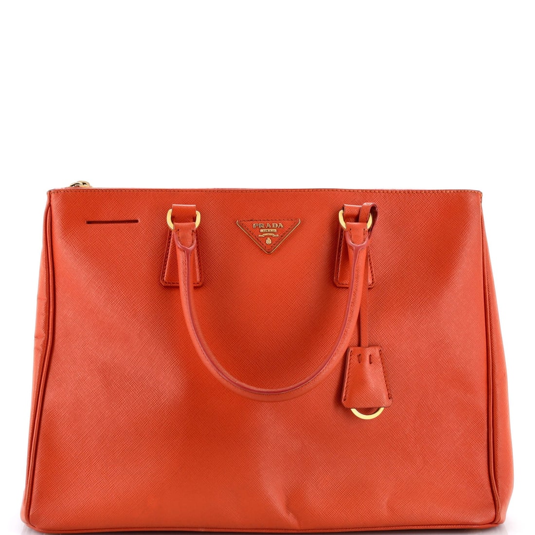 Saffiano Leather Double Tote Lux Prada Large: Saffiano Leather Double Tote Lux Prada Large Saffiano Leather Double Tote Lux Prada Large - A Large, Luxurious Tote with Saffiano Leather Exterior and Orange Interior. This Double Zip Lux Tote