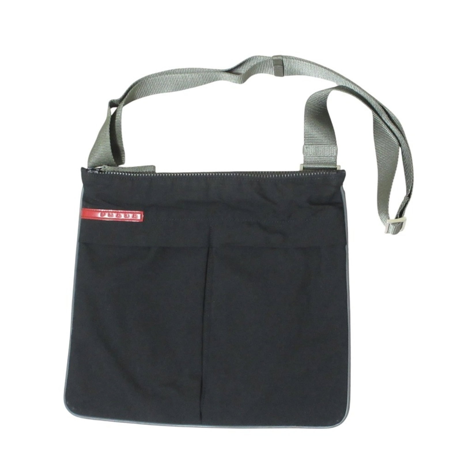Shoulder Bag Nylon: Shoulder Bag Nylon This Prada Shoulder Bag is crafted from durable nylon, offering a sleek and modern design. Its adjustable strap length allows for a comfortable fit, while the bag's compact size