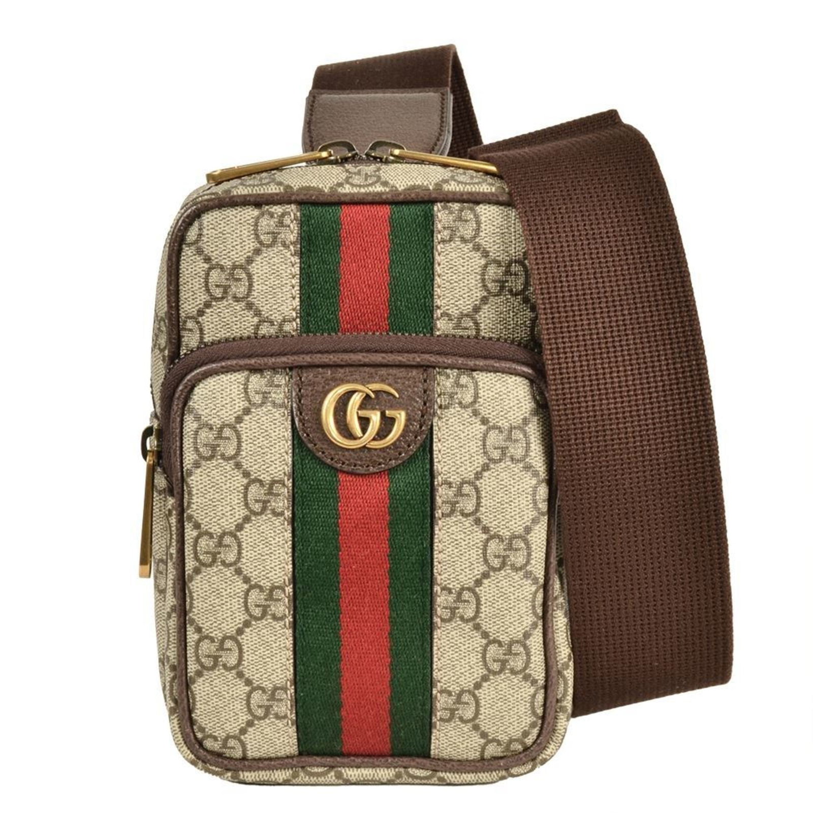 Sling Bag Supreme Gucci Shoulder Bag: Sling Bag Supreme Gucci Shoulder Bag The Gucci Sling Bag Supreme features a timeless beige GG Supreme design, paired with an open pocket and a zipper pocket for added functionality. This stylish
