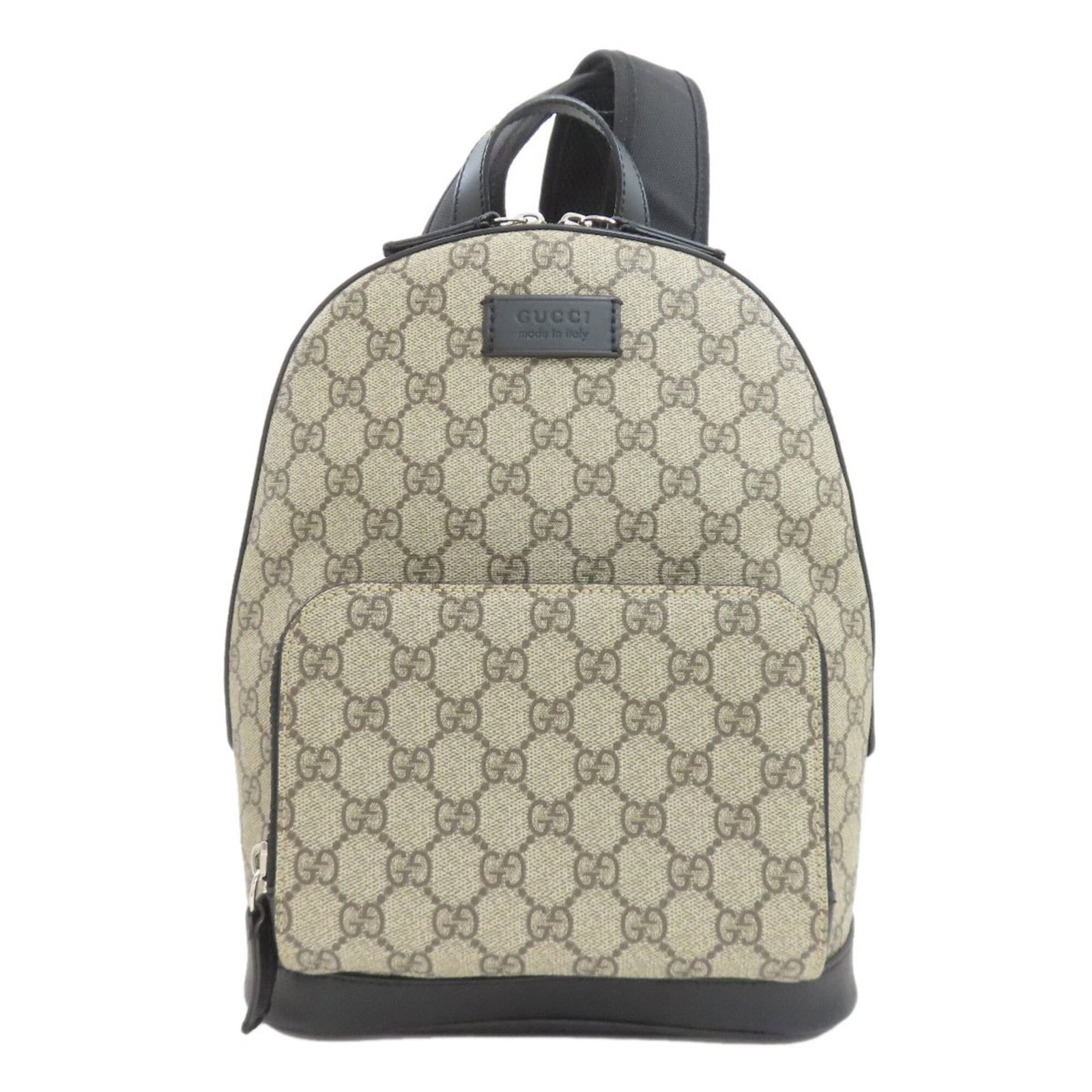 PVC Backpack Gucci: PVC Backpack Gucci PVC Backpack made by Gucci, featuring a durable brown PVC material and a sturdy zipper closure. The backpack measures 22cm x 30cm x 10.5cm and comes with adjustable straps of 46cm -