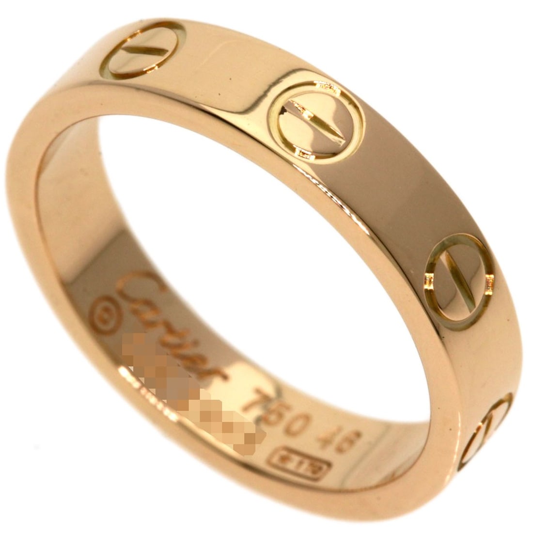 Love Ring K18 Gold Pink Cartier #46: Love Ring K18 Gold Pink Cartier #46 K18 Pink Gold Cartier Ring #46 - A stunning gold ring featuring K18 pink gold material, with a ring size of 3.75(US). This piece boasts a signature, bearing a