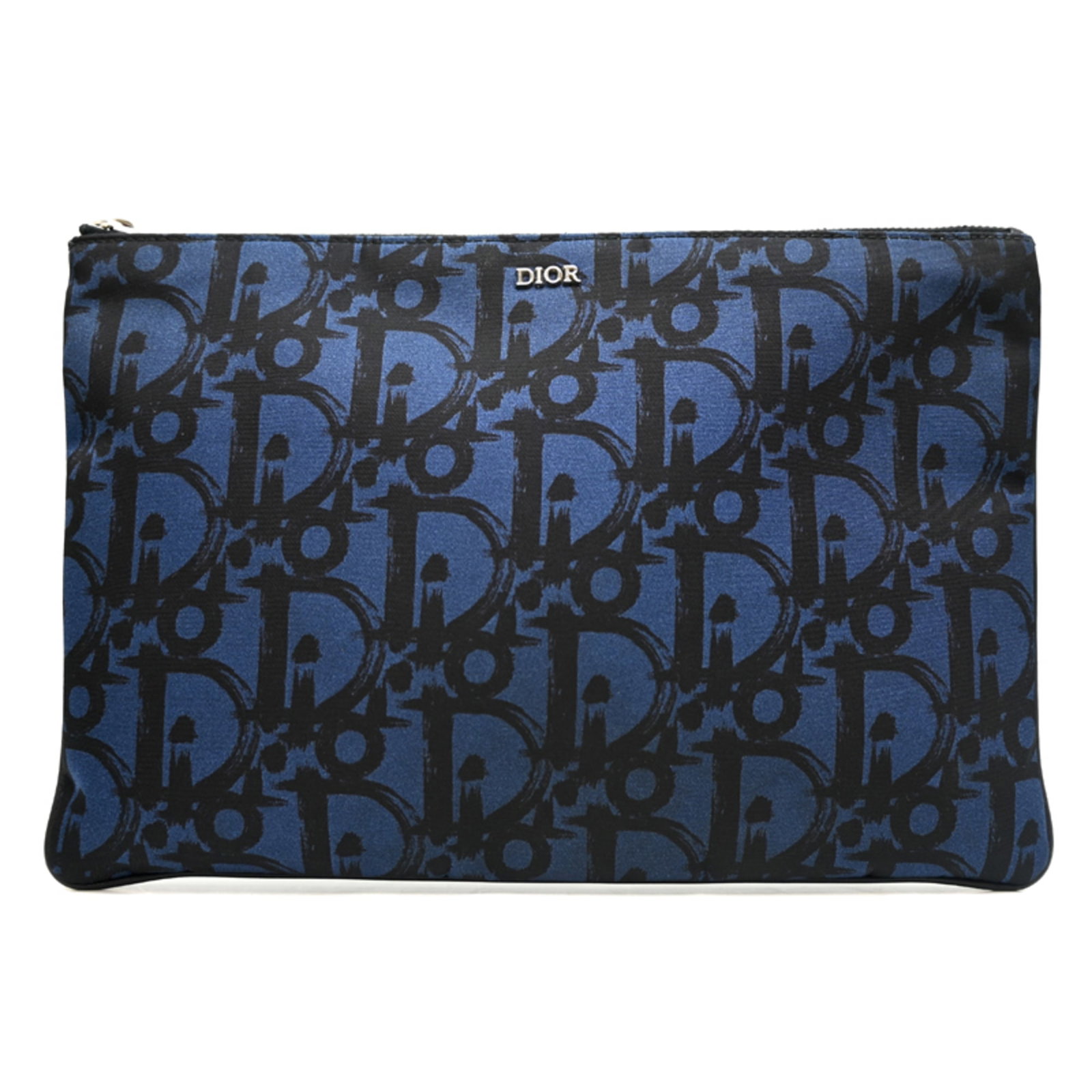Christian Dior Clutch Bag Nylon: Christian Dior Clutch Bag Nylon Christian Dior's nylon clutch bag is a sleek and modern accessory, crafted from durable nylon material in a striking black and blue hue. Measuring 17cm x 25cm x 1cm,