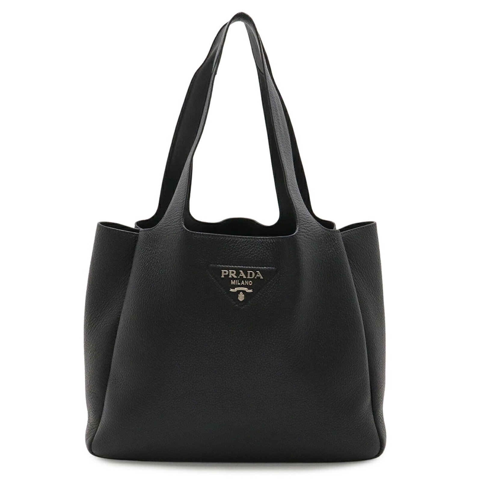 Shoulder Bag Leather Tote: Shoulder Bag Leather Tote Black leather shoulder bag with a classic tote design, measuring 26.5cm x 32cm x 13.5cm. Made from high-quality leather, this Italian tote features a timeless and