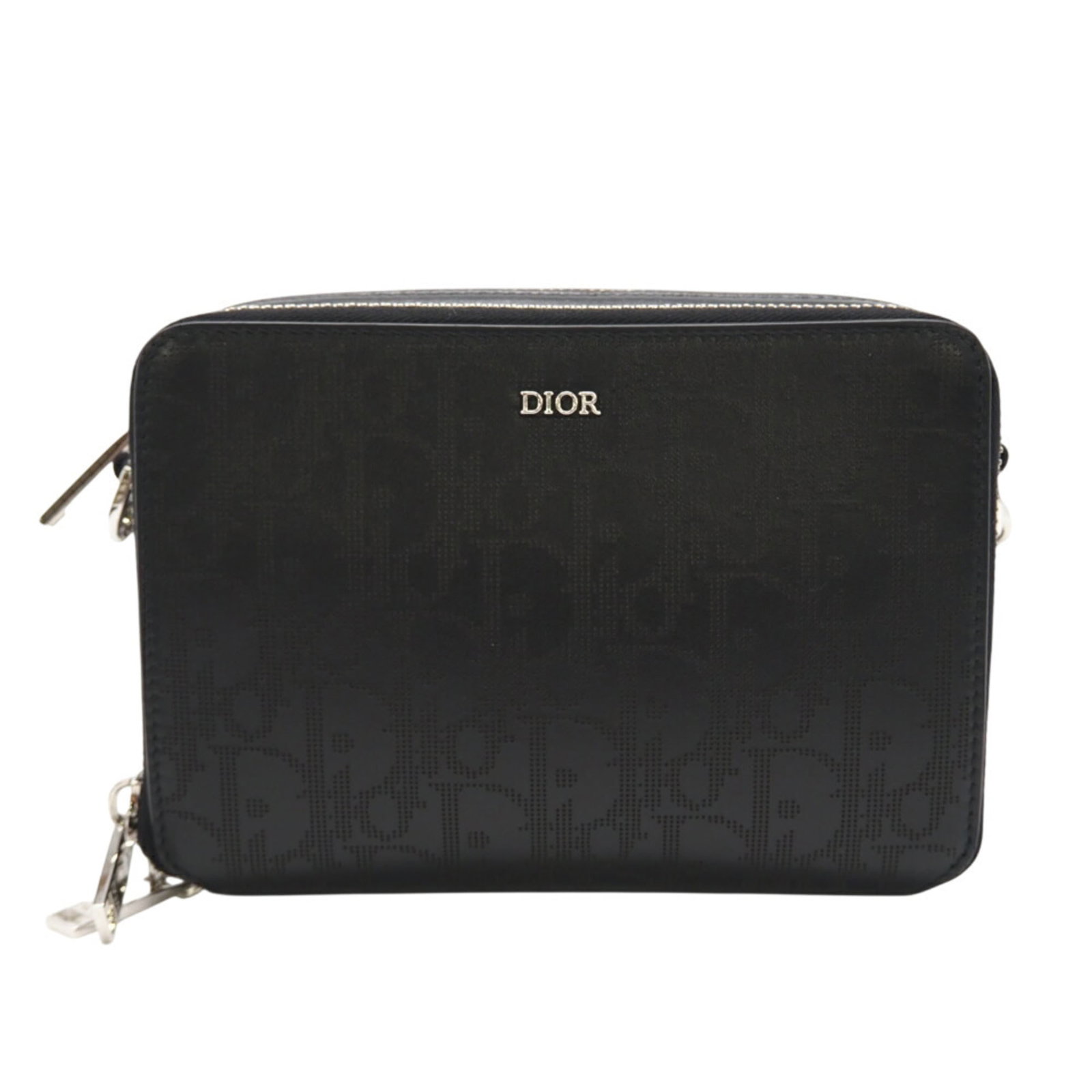 Shoulder Bag Leather Christian Dior: Shoulder Bag Leather Christian Dior This black leather shoulder bag from Christian Dior features a sleek design with dimensions of 12cm x 18cm x 5.5cm. Made from high-quality leather, it boasts a