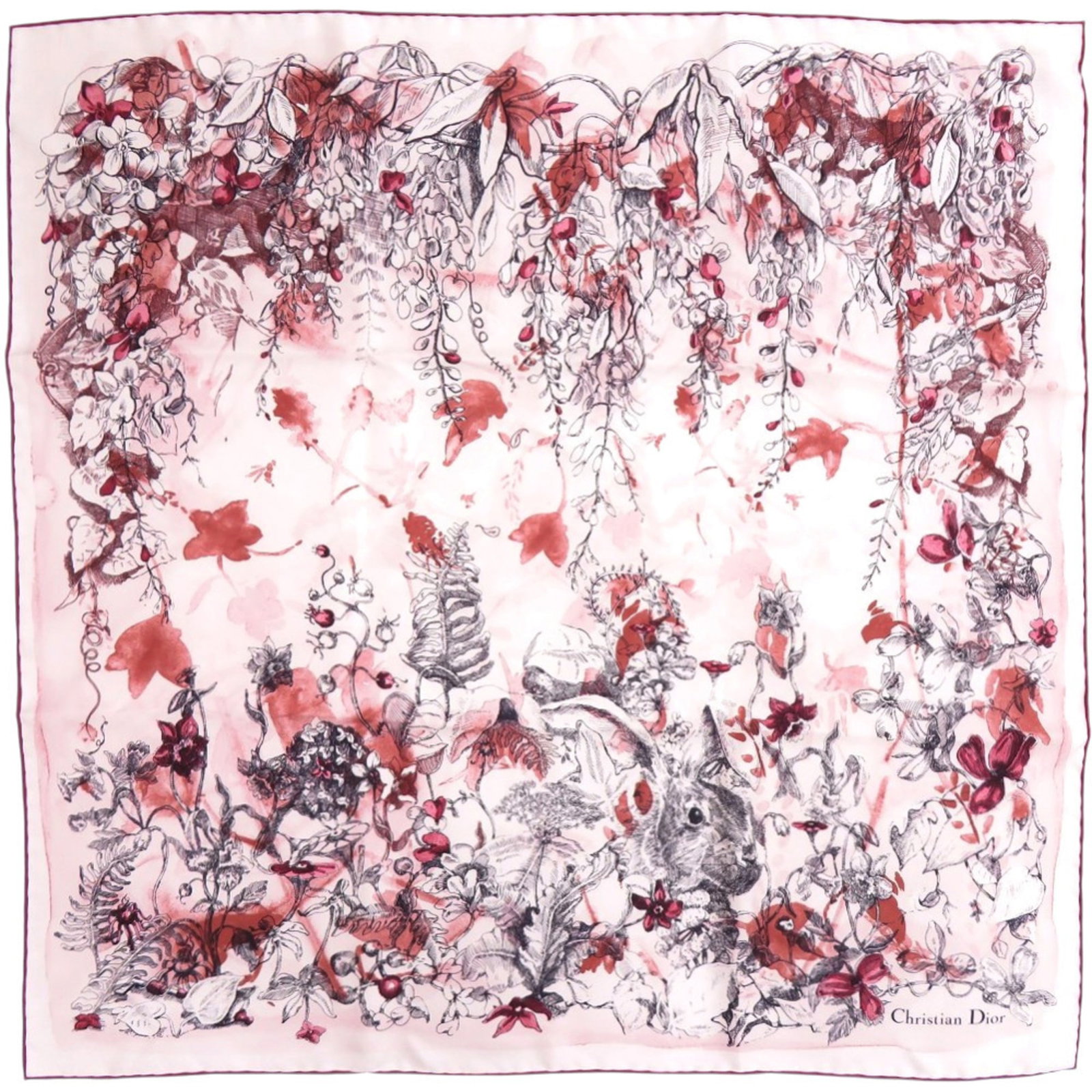 Silk Scarf by Christian Dior: Silk Scarf by Christian Dior Silk scarf by Christian Dior, featuring a striking red color and crisp white accents, crafted from high-quality silk. Measuring 67cm x 67cm, this elegant accessory is a
