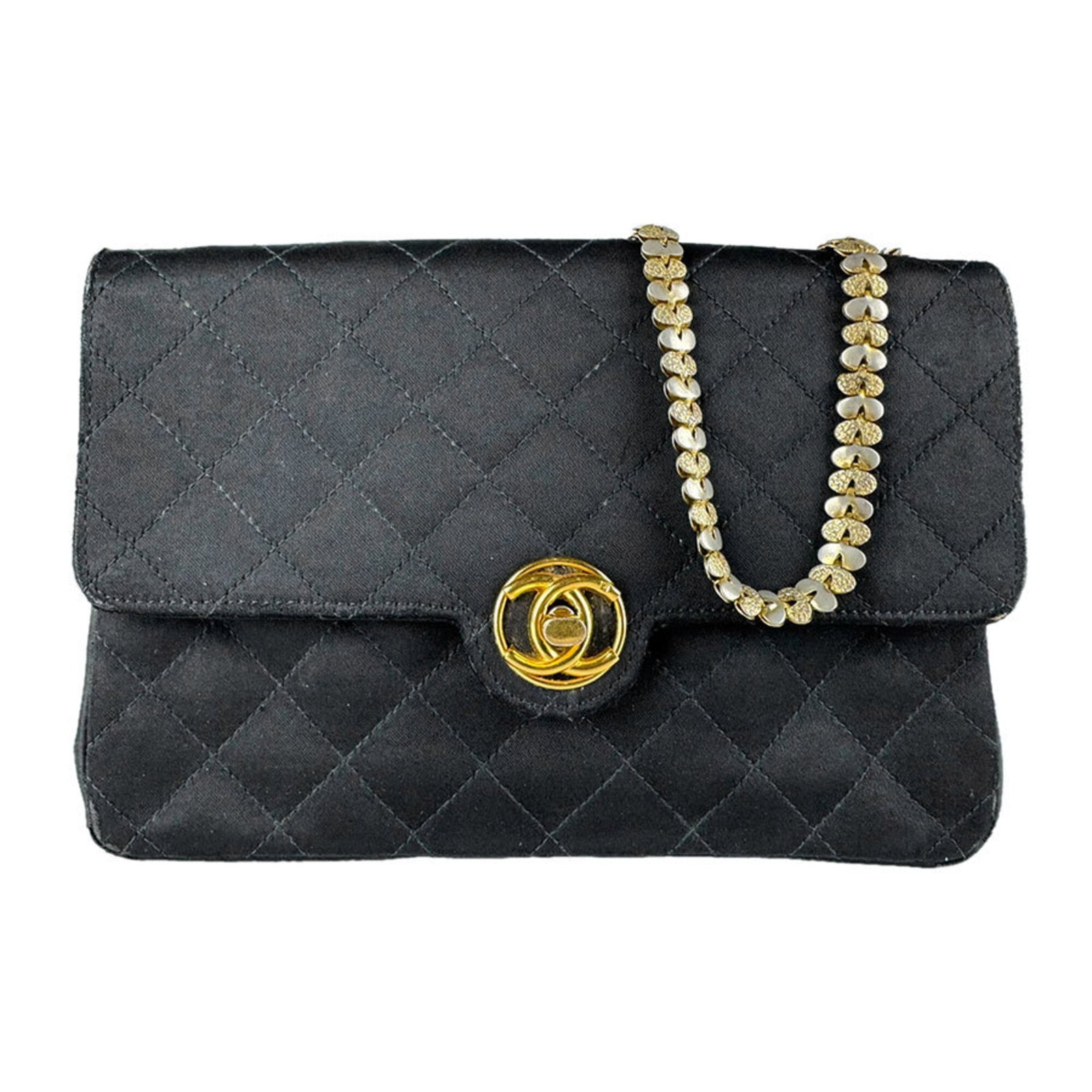 Satin Chanel Shoulder Bag: Satin Chanel Shoulder Bag Satin Chanel Shoulder Bag - A sleek and sophisticated black satin shoulder bag from the renowned French fashion house. Measuring 13cm x 19cm x 4cm, this stylish accessory is 