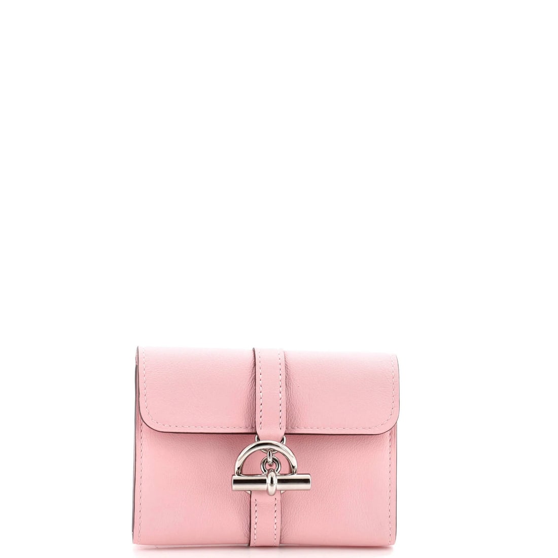Hermes Swift Compact Glenan Wallet: Hermes Swift Compact Glenan Wallet The Hermes Swift Compact Glenan Wallet is a stylish and compact pink leather wallet, measuring 3" high, 4" wide, and 1" deep. Its exterior is made of high-quality le