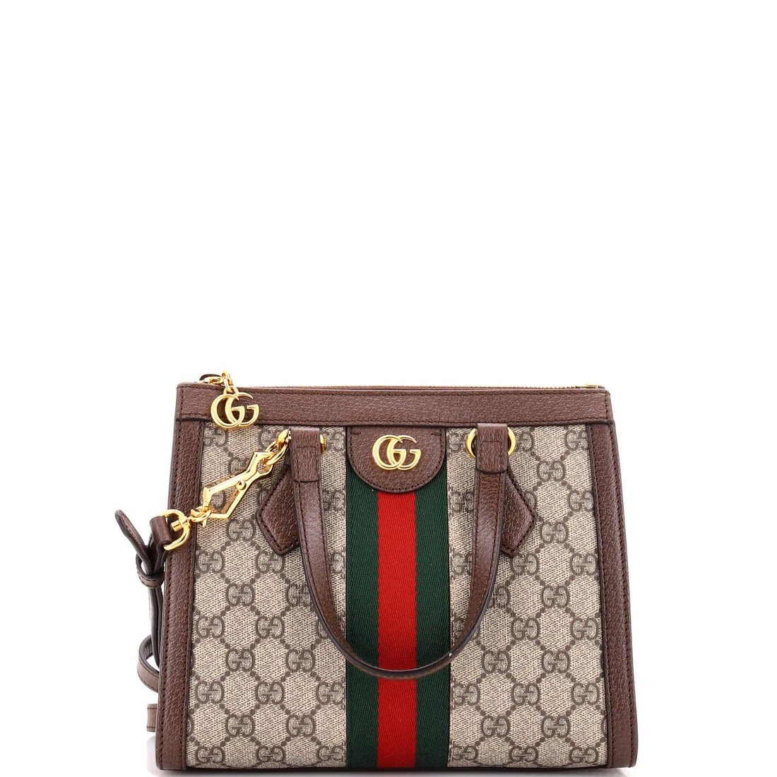 Canvas GG Coated Top Small Gucci Ophidia: Canvas GG Coated Top Small Gucci Ophidia Small Gucci Ophidia Top Handle Tote in Brown GG Coated Canvas, featuring a classic design with a gold-tone hardware and neutral microfiber interior. Minor corn