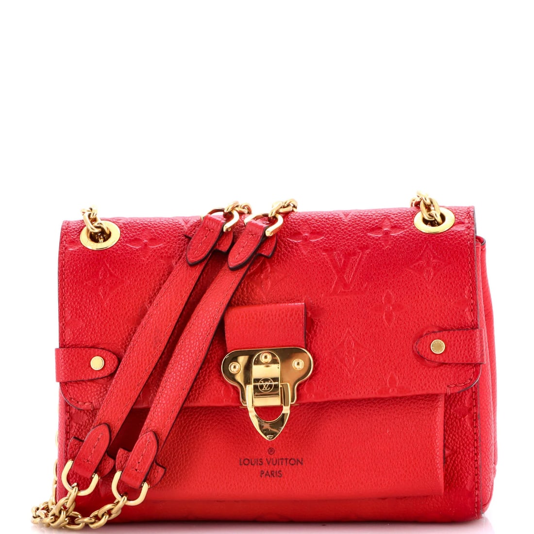 Louis Vuitton Vavin Monogram Leather Empreinte Handbag BB: Louis Vuitton Vavin Monogram Leather Empreinte Handbag BB The Louis Vuitton Vavin Monogram Leather Empreinte Handbag BB boasts a striking red exterior with the iconic Monogram Empreinte pattern,