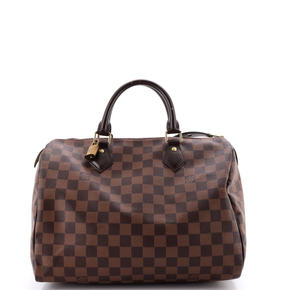Vuitton Speedy Louis Handbag Damier: Vuitton Speedy Louis Handbag Damier The iconic Louis Vuitton Speedy Louis Handbag Damier is a timeless classic, boasting a rich brown canvas exterior with iconic Damier print. Measuring 30cm in size, 