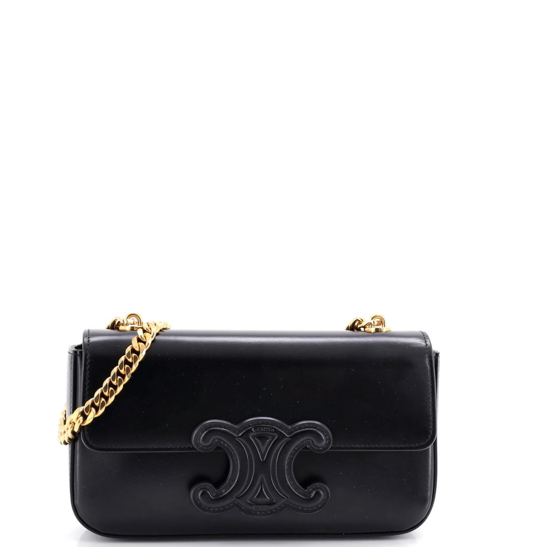 Celine Triomphe Chain Shoulder Bag Leather Small: Celine Triomphe Chain Shoulder Bag Leather Small Black Celine Triomphe Chain Shoulder Bag Leather Small, featuring a classic design with a chain strap and premium leather exterior, is available.