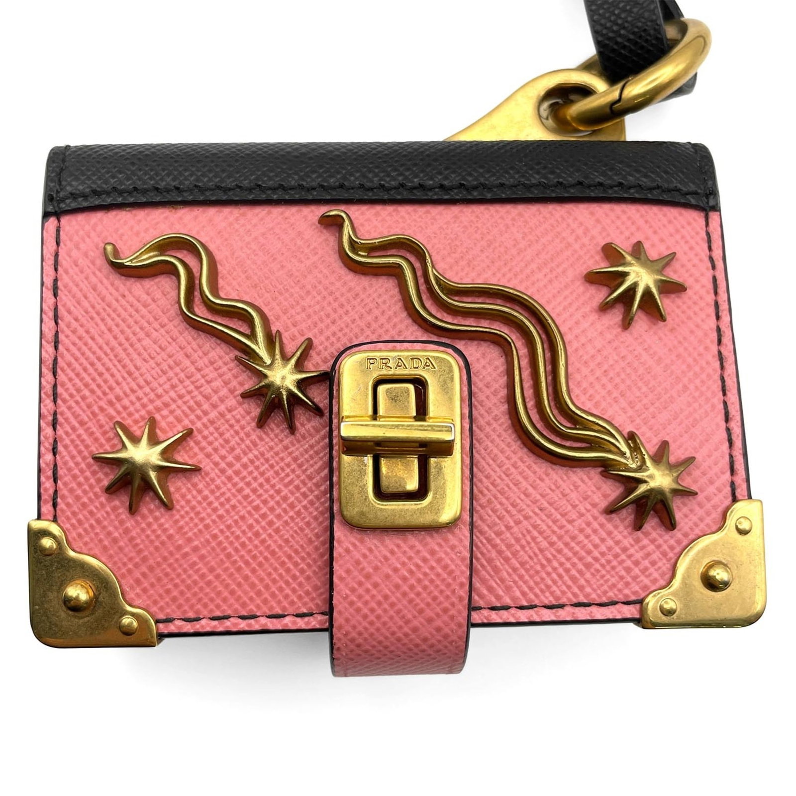 Prada metal leather keyring - 3