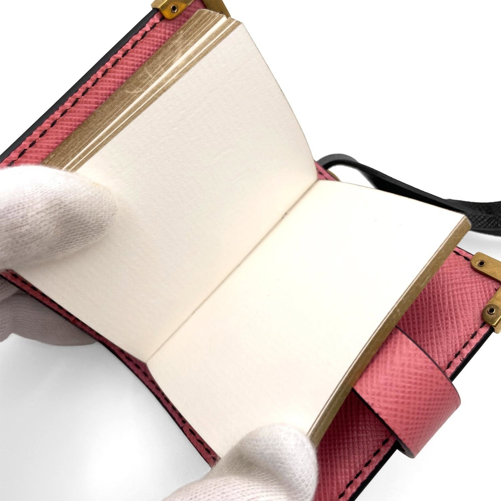 Prada metal leather keyring - 4