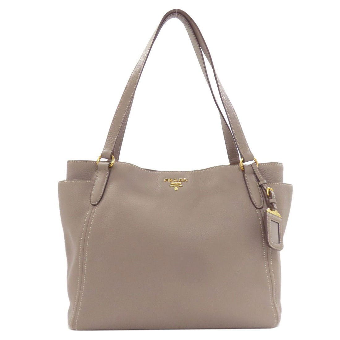 Calf tote bag Prada Logo: Calf tote bag Prada Logo Gray calf tote bag with the iconic PRADA logo, a stylish and versatile accessory for everyday use. Made from high-quality calf leather, this tote bag features a classic