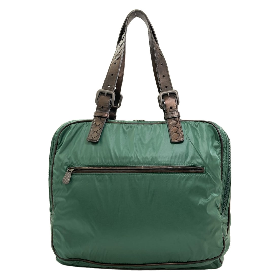 Simple Design Handbag Nylon Bottega Veneta: Simple Design Handbag Nylon Bottega Veneta Simple Design Handbag Nylon Bottega Veneta. This Bottega Veneta handbag features a classic design in a striking green color, made from durable nylon. The