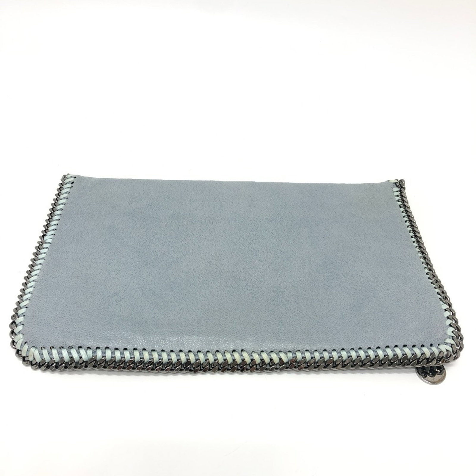 Clutch Bag McCartney Stella Fabric: Clutch Bag McCartney Stella Fabric Blue Stella McCartney fabric clutch bag with a bi-fold design, featuring a silver snap fastener closure and two pockets for organization. The bag measures 20cm x